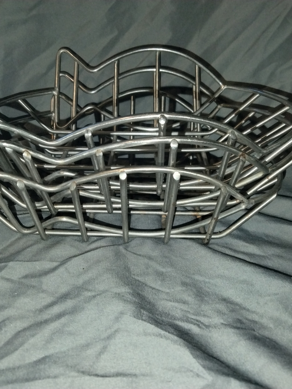 3 Modern Metal Wire Fish Themed Baskets- Gunmetal Gray